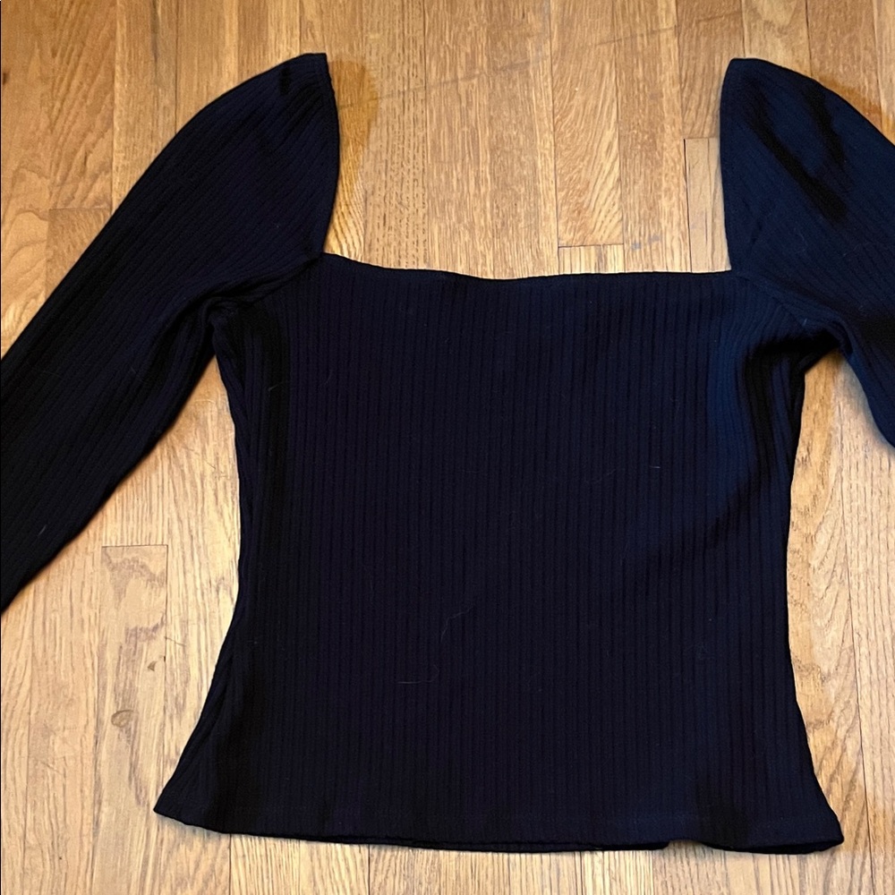 Reformation Black October Ribbed Long Sleeve Top - Picture 8 of 8